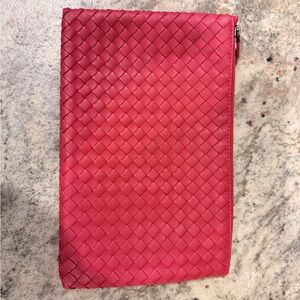 Bottega Veneta Red and Gray Clutch